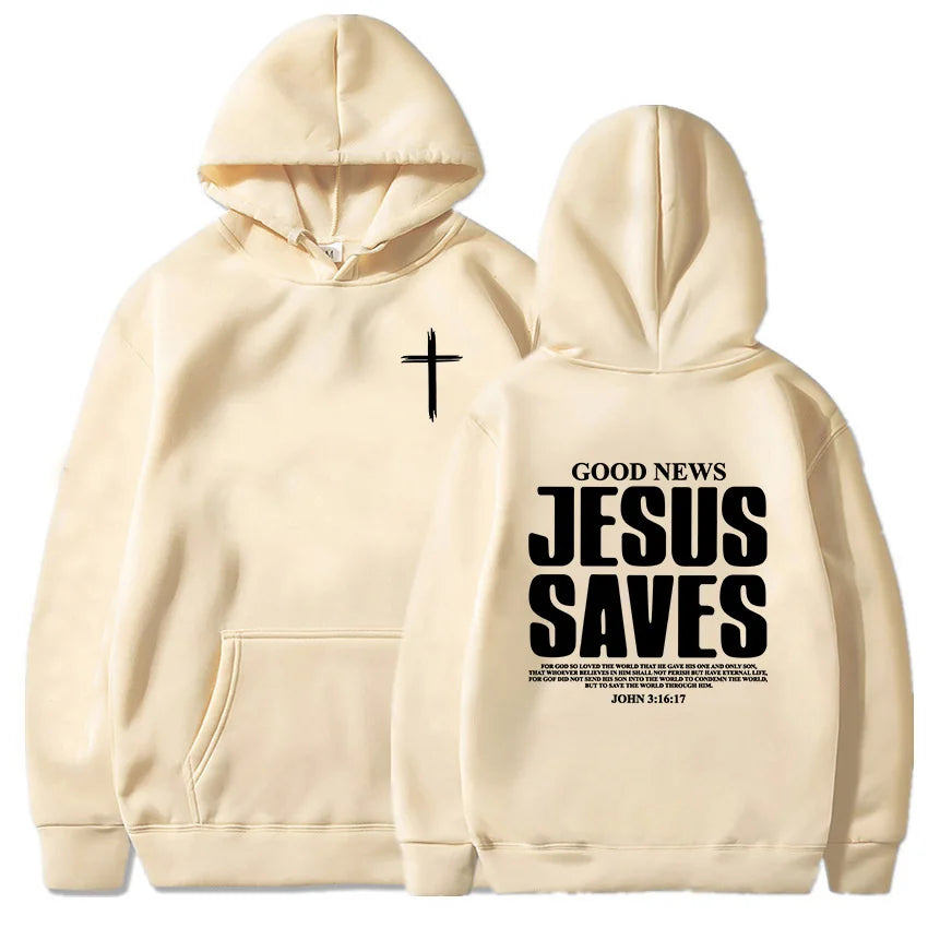 Jesus Saves John 3:16:17 Patterned printed hoodie Christian Bible men&