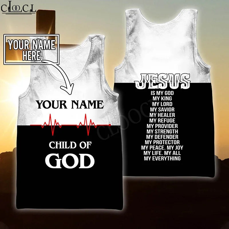MSIEESO Christian Jesus Catholic DIY Customize Name Tank 3D Print Summer Streetwear Vest Sleeveless Men Women Fitness Clothing