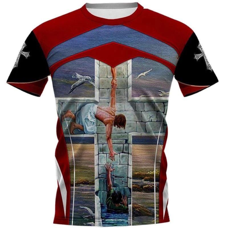 Christian Jesus Graphic T-shirt Men Women Clothing O-neck Short Sleeve T Shirts 3D Print Savior Casual Fashion Streetwear Tees