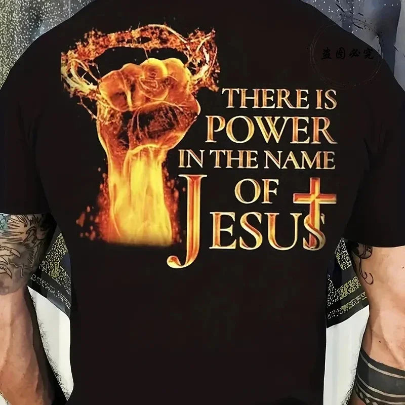 Fashion Graphic Tops Gift for Christian Jesus Streetwear Men Tee Shirt Jesus Christ Back Printing T-Shirt Oversized Y2k Clothing
