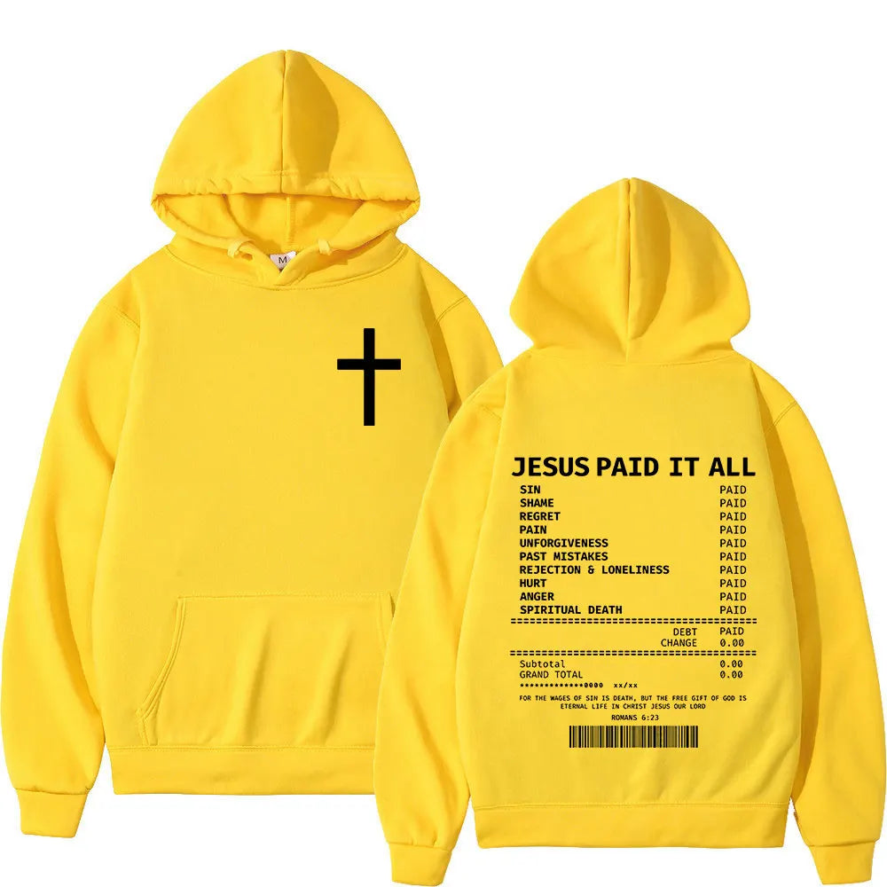 Salvation Jesus Paid It All Hoodies Christian Bible Verse Men&