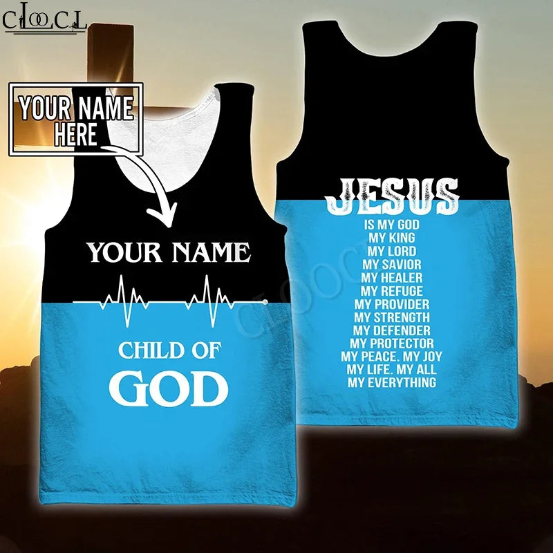 MSIEESO Christian Jesus Catholic DIY Customize Name Tank 3D Print Summer Streetwear Vest Sleeveless Men Women Fitness Clothing