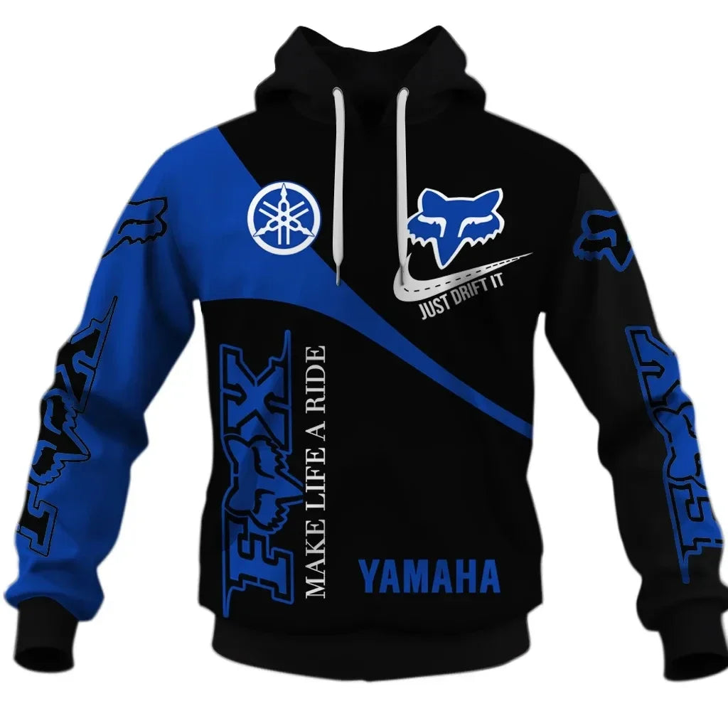 2025 Spring/Summer New 3D Printed Yamaha Motorcycle Off road Hoodie for Extreme Sports Adventure Men&
