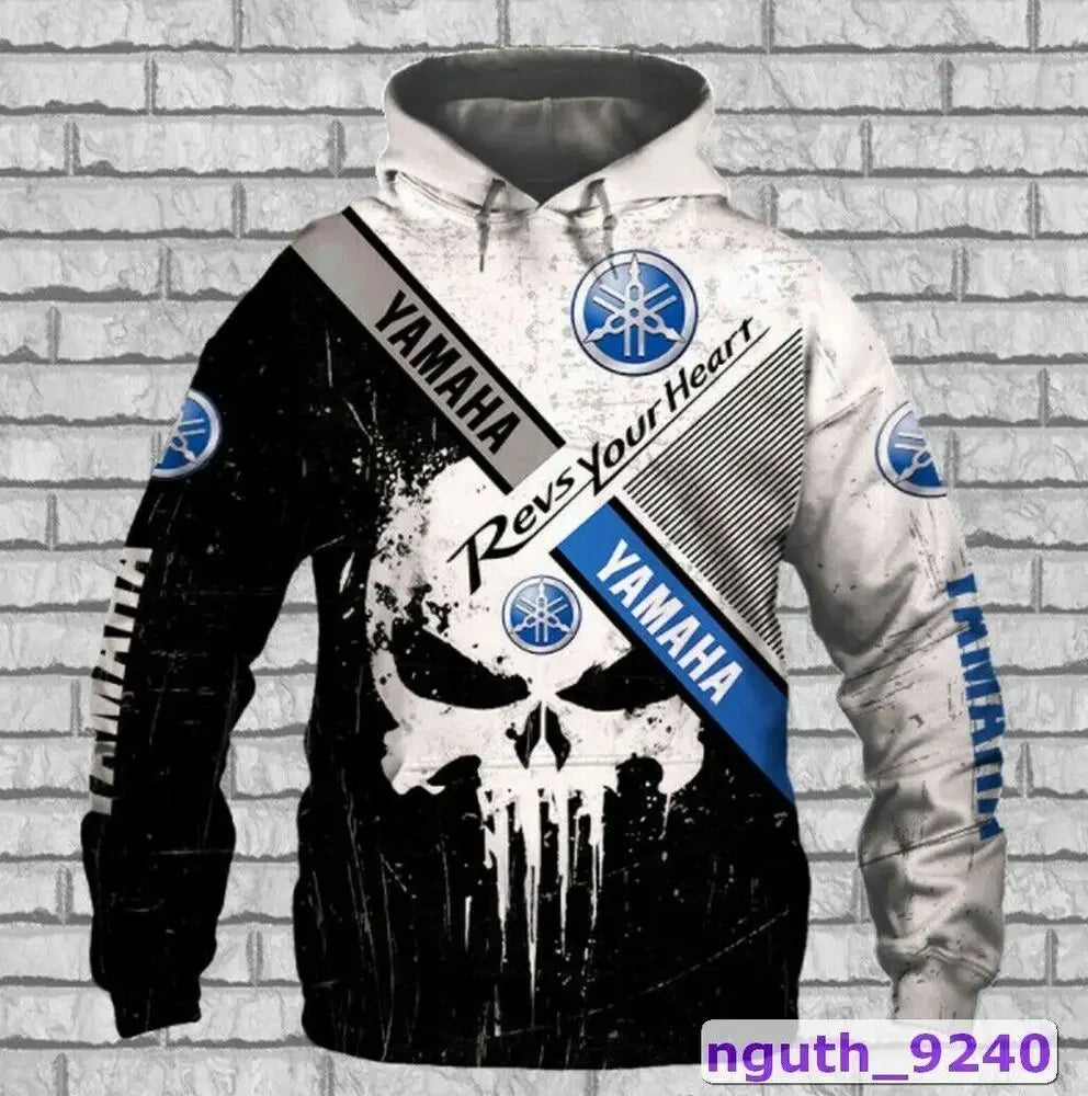 2025 Spring/Summer New 3D Printed Yamaha Motorcycle Off road Hoodie for Extreme Sports Adventure Men&