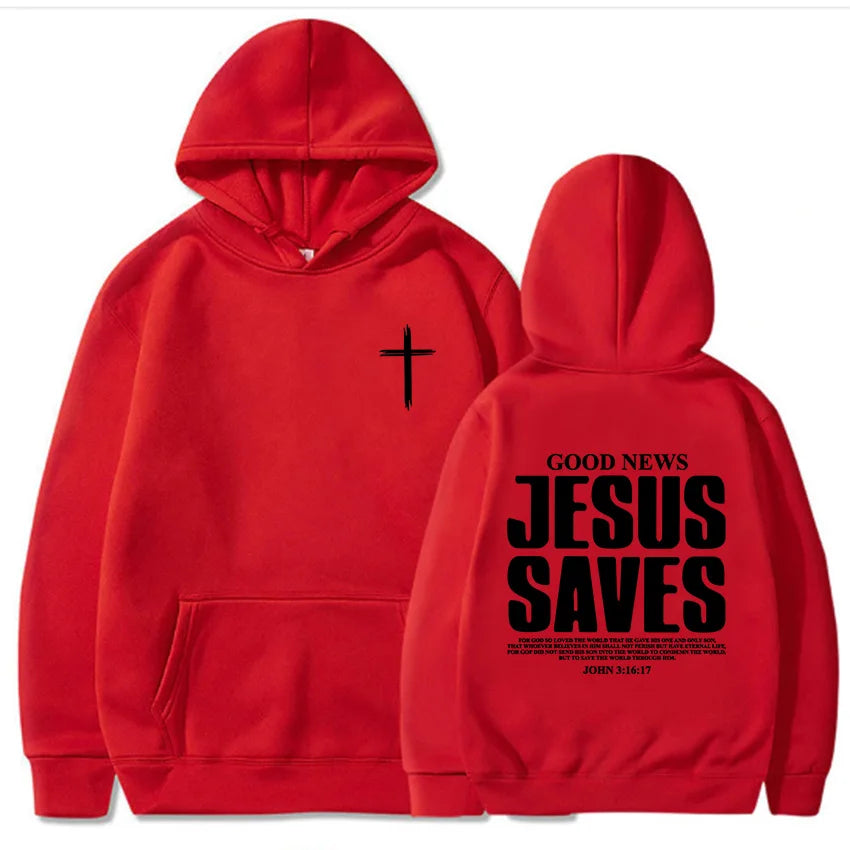 Jesus Saves John 3:16:17 Patterned printed hoodie Christian Bible men&