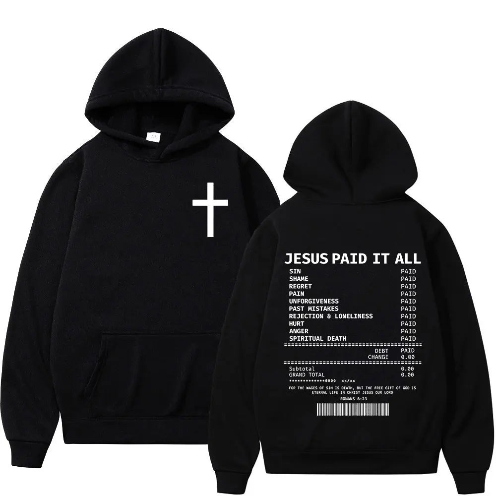 Salvation Jesus Paid It All Hoodies Christian Bible Verse Men&
