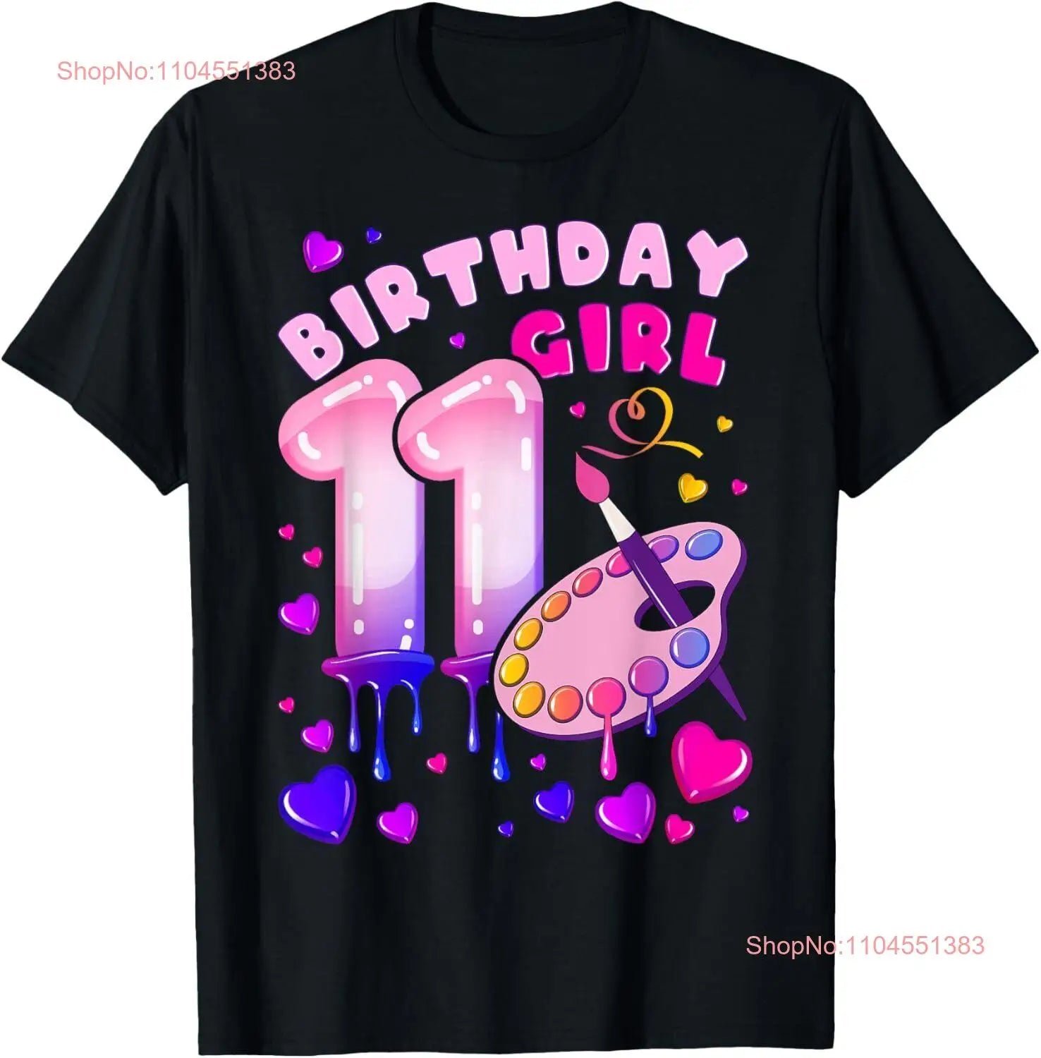 11th Birthday, Girl 11 Years, Painting Art, Number 11 T-Shirt Hoodie