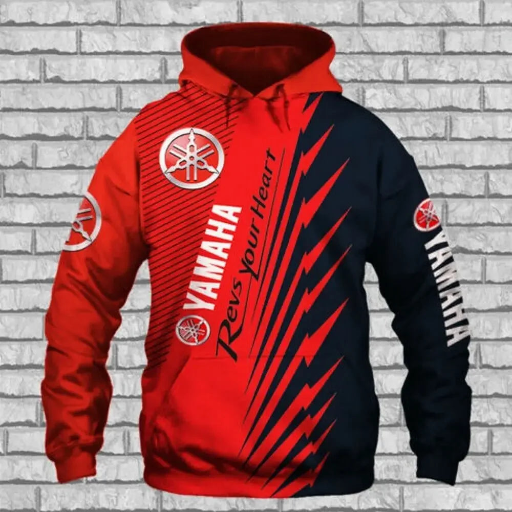2025 Spring/Summer New 3D Printed Yamaha Motorcycle Off road Hoodie for Extreme Sports Adventure Men&