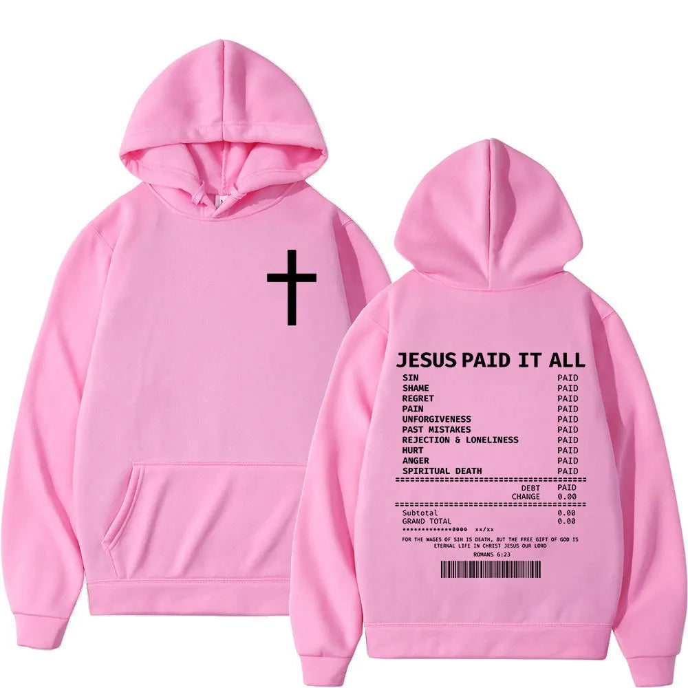 Salvation Jesus Paid It All Hoodies Christian Bible Verse Men&