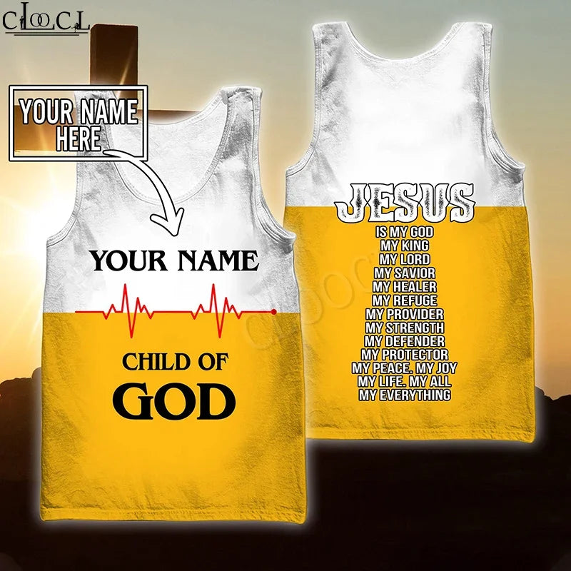 MSIEESO Christian Jesus Catholic DIY Customize Name Tank 3D Print Summer Streetwear Vest Sleeveless Men Women Fitness Clothing