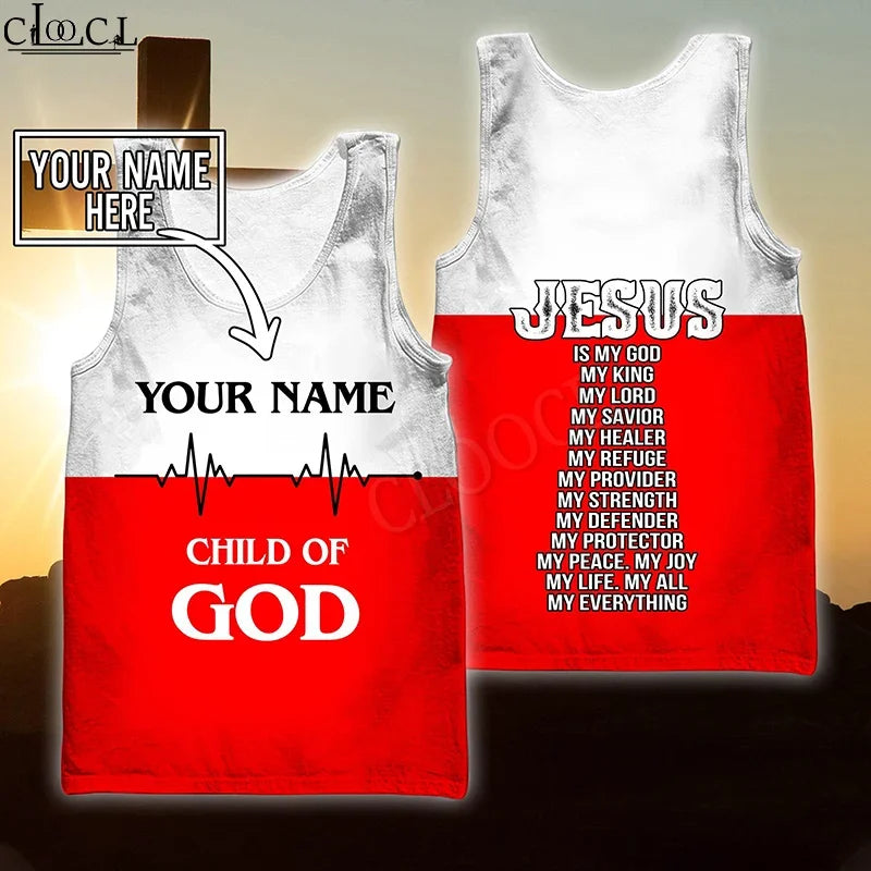 MSIEESO Christian Jesus Catholic DIY Customize Name Tank 3D Print Summer Streetwear Vest Sleeveless Men Women Fitness Clothing