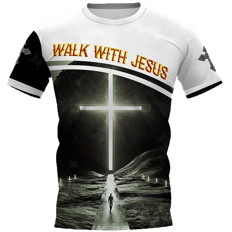 Christian Jesus Graphic T-shirt Men Women Clothing O-neck Short Sleeve T Shirts 3D Print Savior Casual Fashion Streetwear Tees