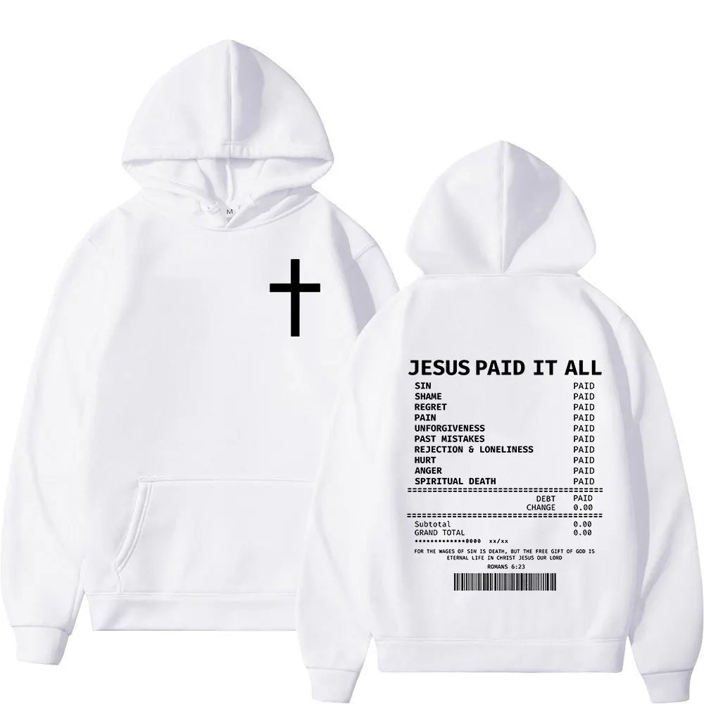 Salvation Jesus Paid It All Hoodies Christian Bible Verse Men&