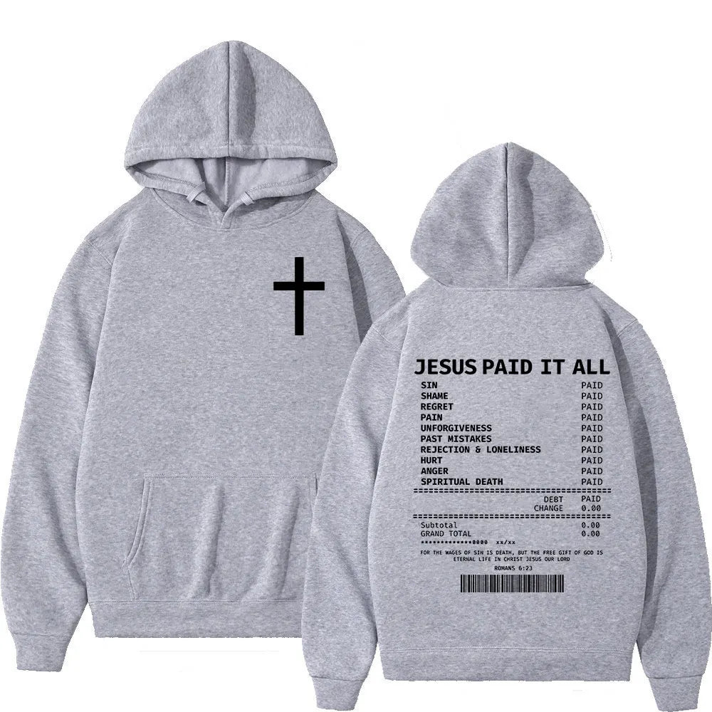 Salvation Jesus Paid It All Hoodies Christian Bible Verse Men&