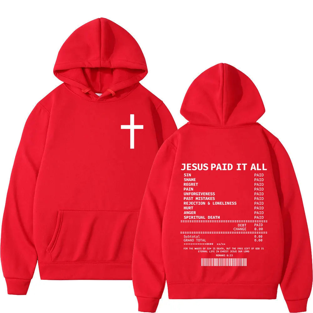Salvation Jesus Paid It All Hoodies Christian Bible Verse Men&