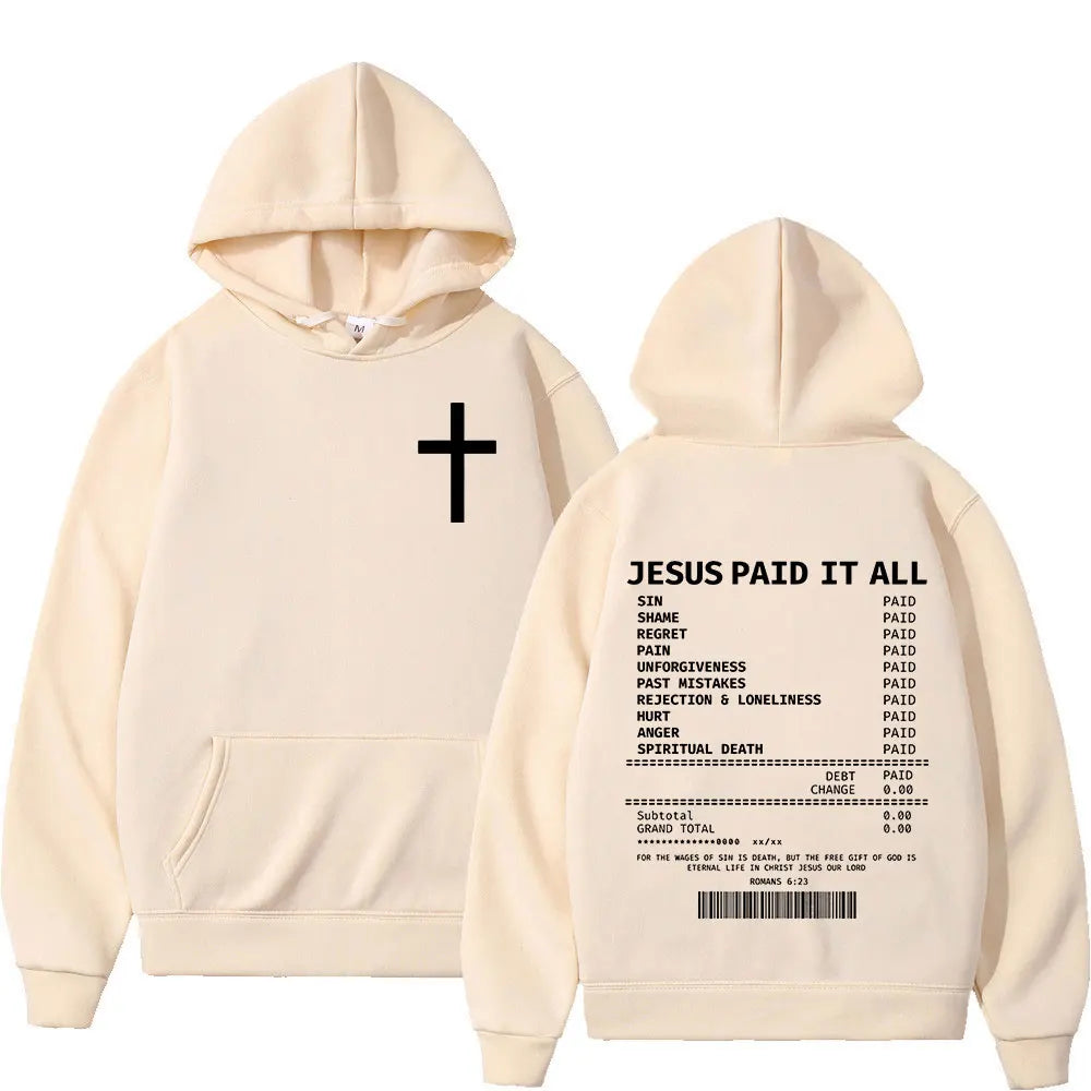 Salvation Jesus Paid It All Hoodies Christian Bible Verse Men&