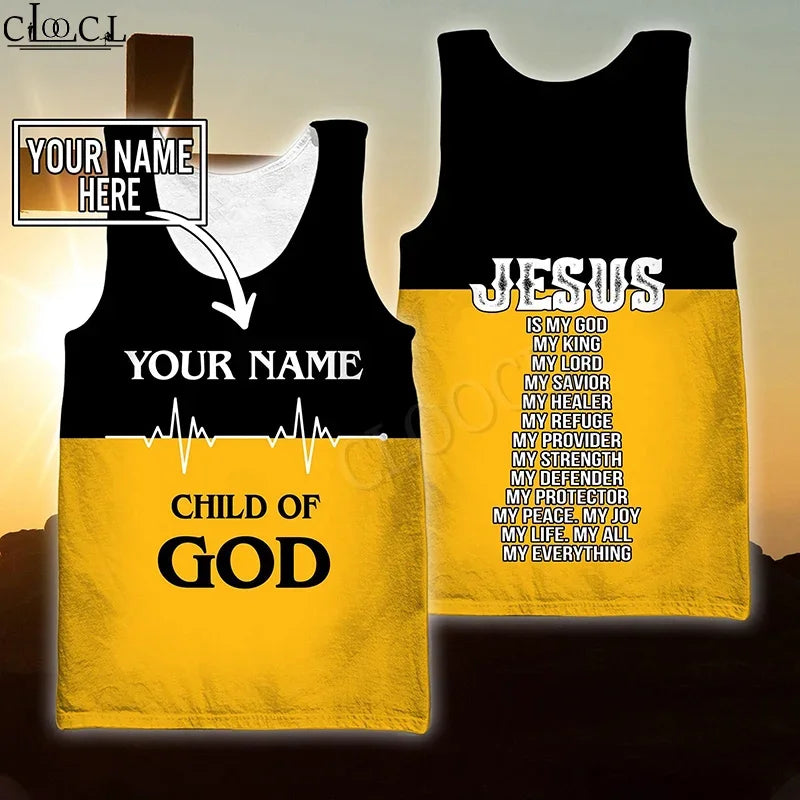 MSIEESO Christian Jesus Catholic DIY Customize Name Tank 3D Print Summer Streetwear Vest Sleeveless Men Women Fitness Clothing