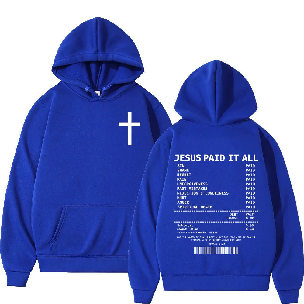 Salvation Jesus Paid It All Hoodies Christian Bible Verse Men&