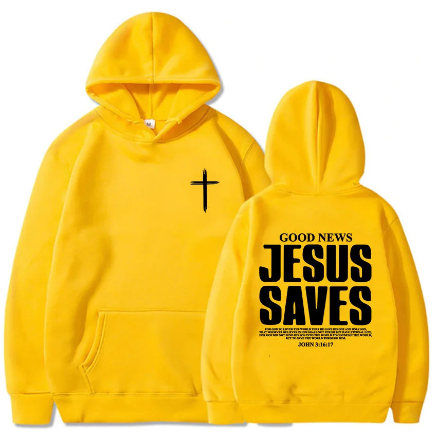 Jesus Saves John 3:16:17 Patterned printed hoodie Christian Bible men&