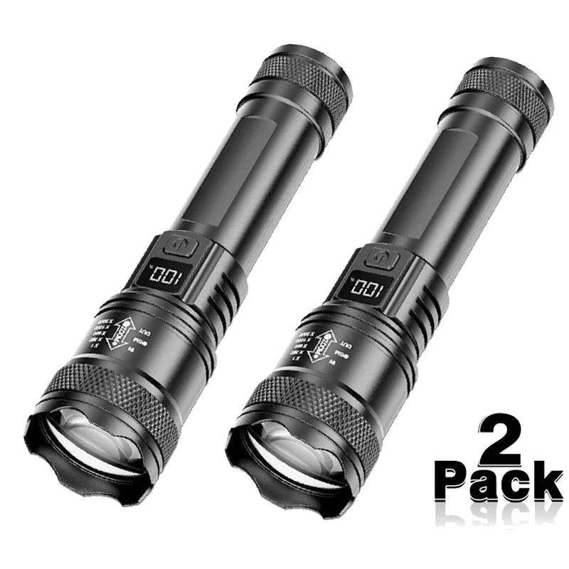 High Power Self Defense LED Flashlights USB Rechargeable Strong Hand Light Multifunctional Torch Lamp For Emergency Camping