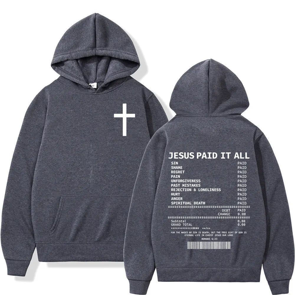 Salvation Jesus Paid It All Hoodies Christian Bible Verse Men&