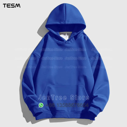 Customized Logo Men Women Autumn Winter Pullover Hoodie Fleece Work Coat Team Club Solid Color Sweater High School Student Top