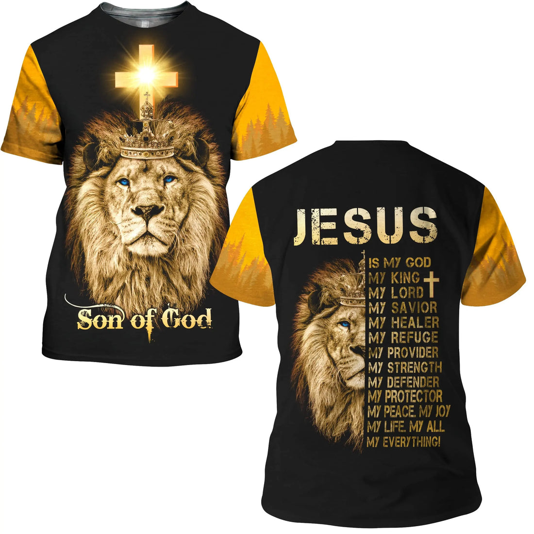 Summer Vintage T Shirt For Men Lion Graphic 3D Print Short Sleeve Christian Jesus T-shirt Men&
