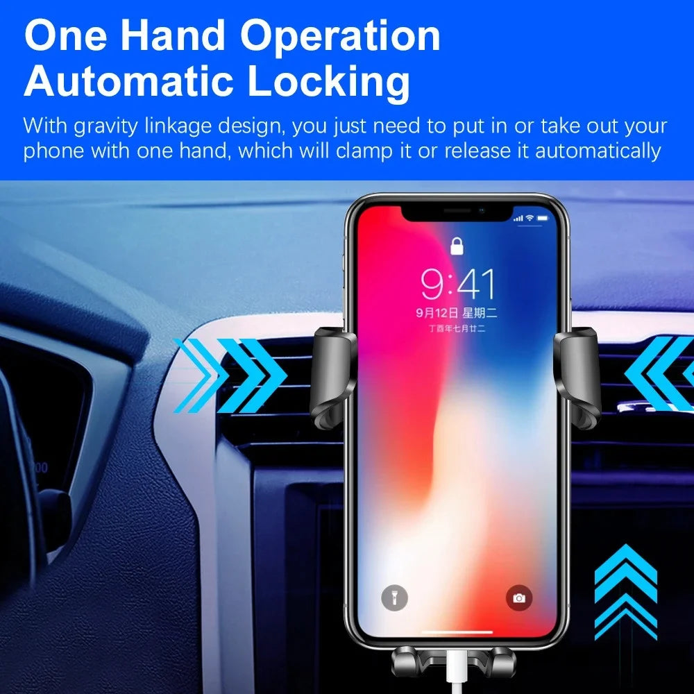 Car Air Vent Clip Mount Bracket Gravity Support Bracket Car Mobile Phone Holder For iPhone Xiaomi Samsung GPS Navigation Holder