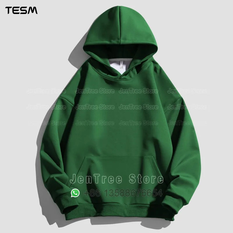Customized Logo Men Women Autumn Winter Pullover Hoodie Fleece Work Coat Team Club Solid Color Sweater High School Student Top