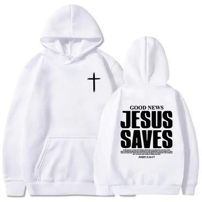 Jesus Saves John 3:16:17 Patterned printed hoodie Christian Bible men&