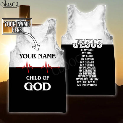 MSIEESO Christian Jesus Catholic DIY Customize Name Tank 3D Print Summer Streetwear Vest Sleeveless Men Women Fitness Clothing
