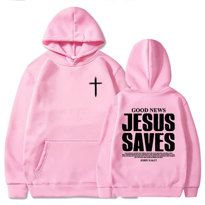 Jesus Saves John 3:16:17 Patterned printed hoodie Christian Bible men&