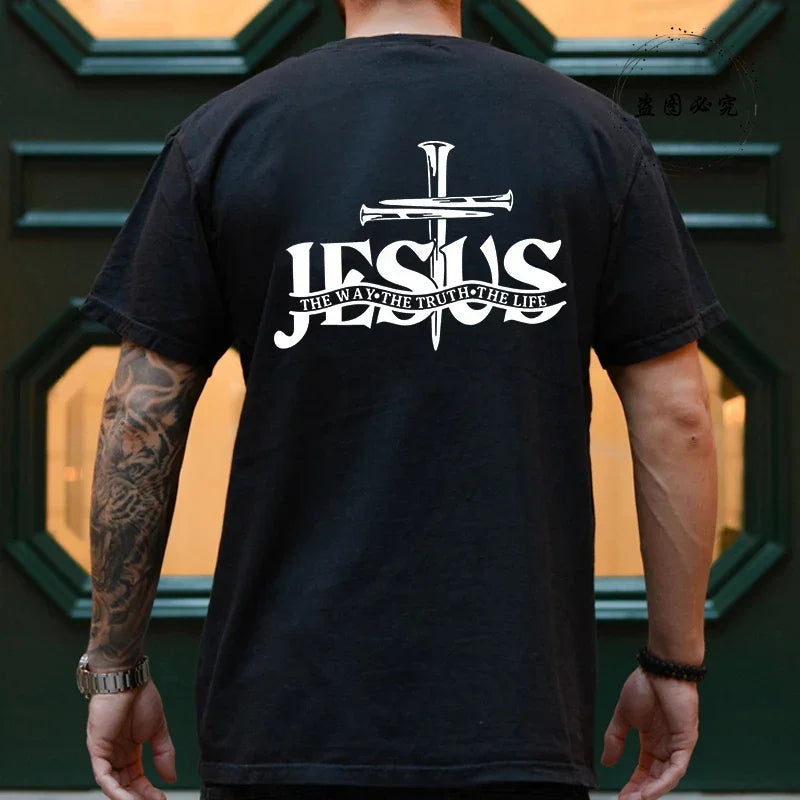 Fashion Graphic Tops Gift for Christian Jesus Streetwear Men Tee Shirt Jesus Christ Back Printing T-Shirt Oversized Y2k Clothing