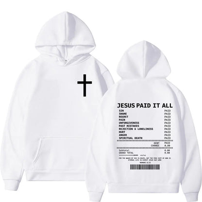 Salvation Jesus Paid It All Hoodies Christian Bible Verse Men&