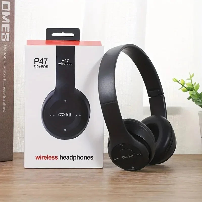 Foldable Bluetooth Headphones Wireless Overhead Earphones with Microphone Volume Control for iPhone And Android Game Headset