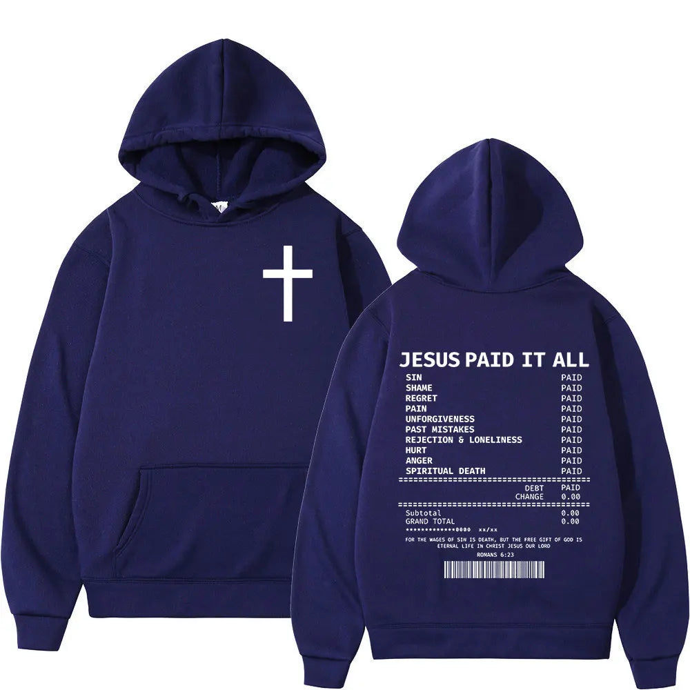 Salvation Jesus Paid It All Hoodies Christian Bible Verse Men&
