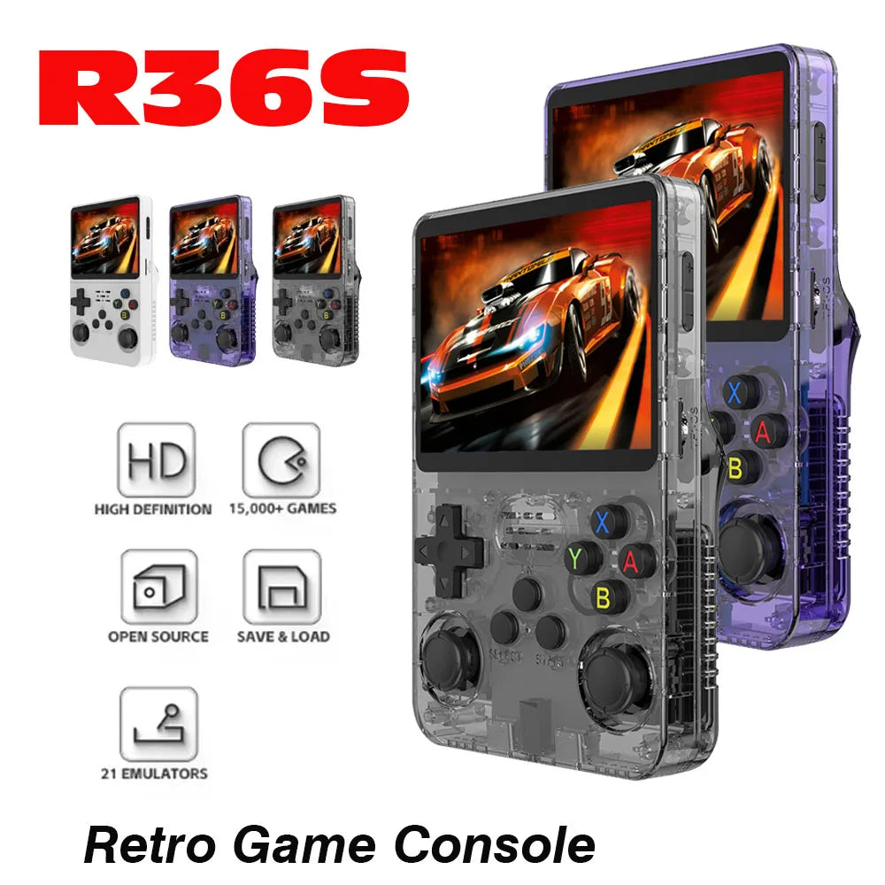 R36S new retro game console 3.5-inch Linux open-source system portable handheld game console with 128GB large memory