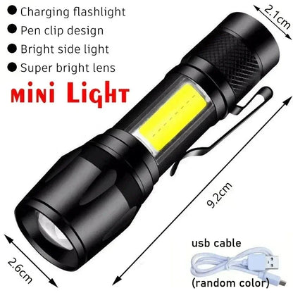 High Power Self Defense LED Flashlights USB Rechargeable Strong Hand Light Multifunctional Torch Lamp For Emergency Camping