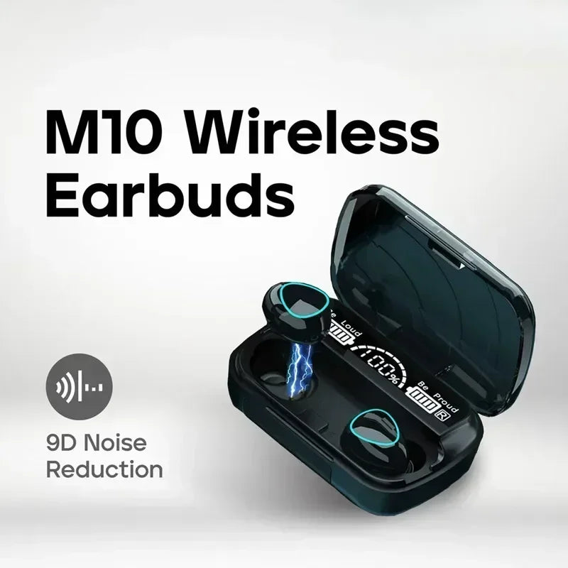 Original M10 Wireless Bluetooth Earpods - All-in-One Sports Headphones with Active Noise Canceling, Stereo Sound &amp; Built-in Mic