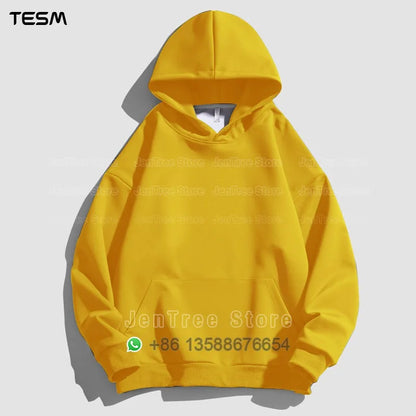 Customized Logo Men Women Autumn Winter Pullover Hoodie Fleece Work Coat Team Club Solid Color Sweater High School Student Top
