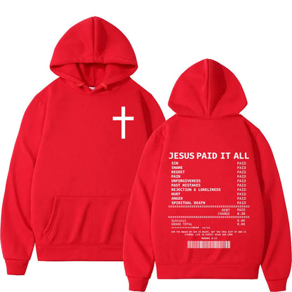 Salvation Jesus Paid It All Hoodies Christian Bible Verse Men&