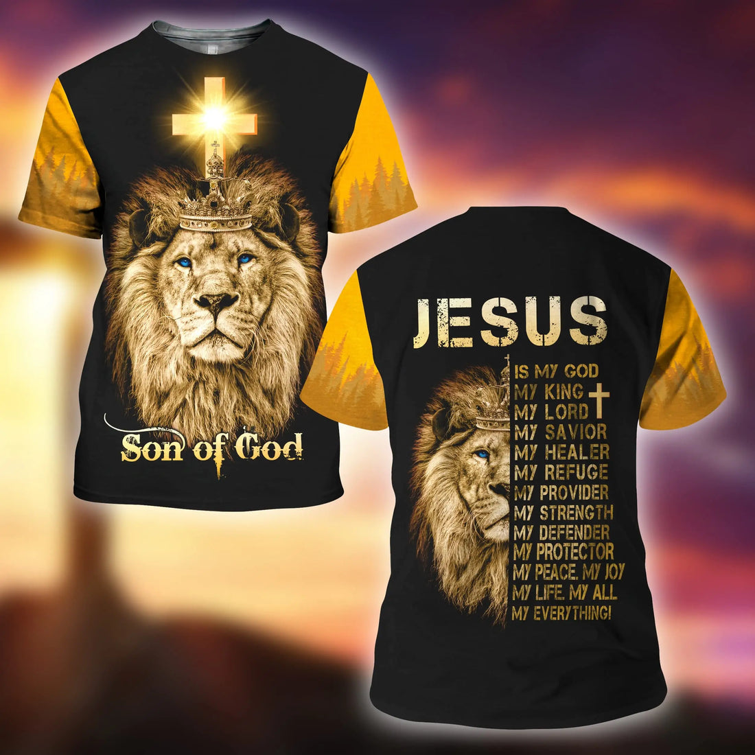 Summer Vintage T Shirt For Men Lion Graphic 3D Print Short Sleeve Christian Jesus T-shirt Men&
