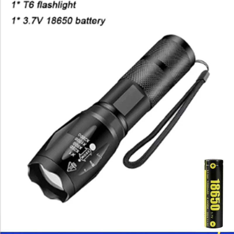 High Power Self Defense LED Flashlights USB Rechargeable Strong Hand Light Multifunctional Torch Lamp For Emergency Camping