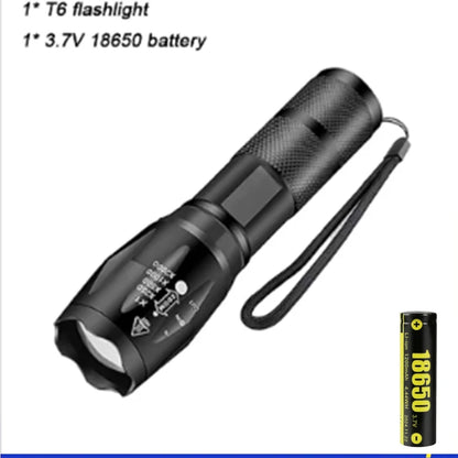 High Power Self Defense LED Flashlights USB Rechargeable Strong Hand Light Multifunctional Torch Lamp For Emergency Camping