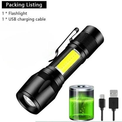 High Power Self Defense LED Flashlights USB Rechargeable Strong Hand Light Multifunctional Torch Lamp For Emergency Camping