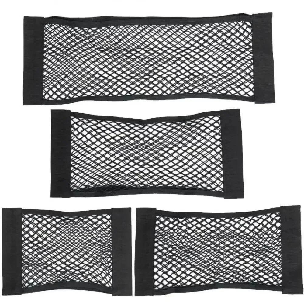 Car Storage Net Stretchable Mesh Pocket Net Magic Elastic Sticker Universal Rear Mesh Trunk Seat Bag Pocket Cage Auto Organizer