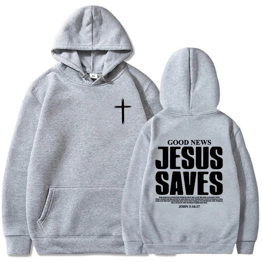 Jesus Saves John 3:16:17 Patterned printed hoodie Christian Bible men&