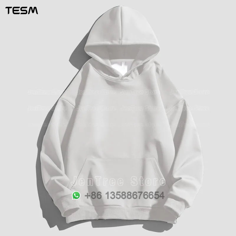 Customized Logo Men Women Autumn Winter Pullover Hoodie Fleece Work Coat Team Club Solid Color Sweater High School Student Top