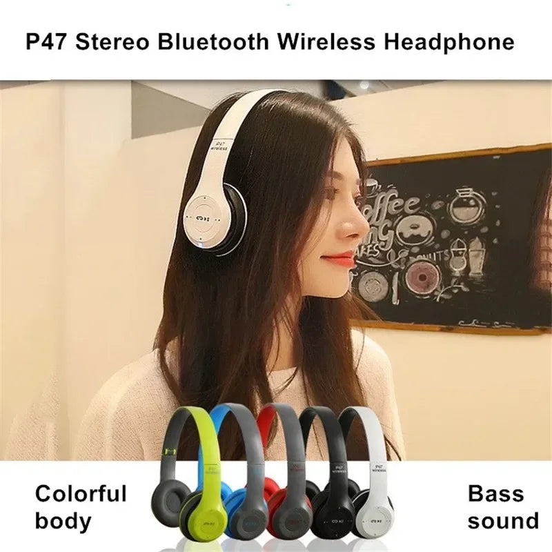 Foldable Bluetooth Headphones Wireless Overhead Earphones with Microphone Volume Control for iPhone And Android Game Headset