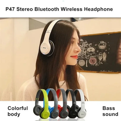 Foldable Bluetooth Headphones Wireless Overhead Earphones with Microphone Volume Control for iPhone And Android Game Headset
